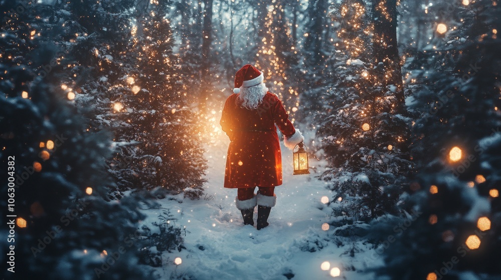 Fototapeta premium Santa Claus in a Winter Wonderland Forest