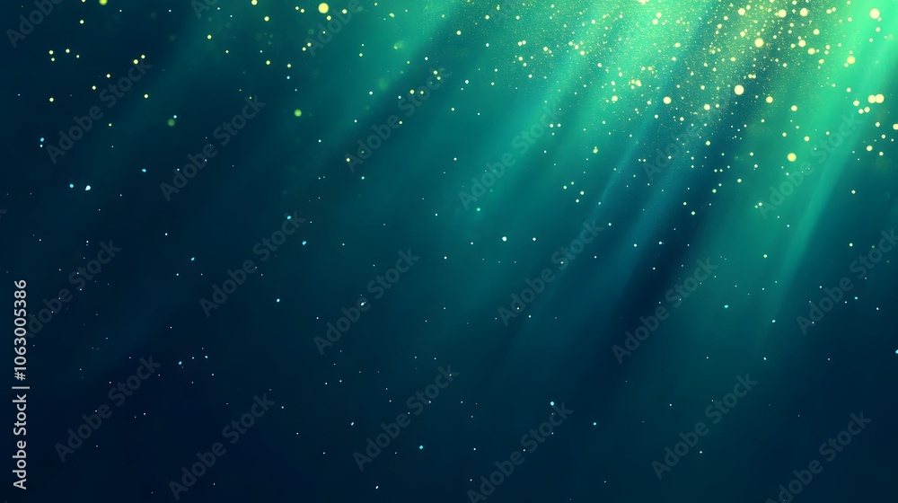 Fototapeta premium Abstract Teal Background with Golden and White Glowing Particles