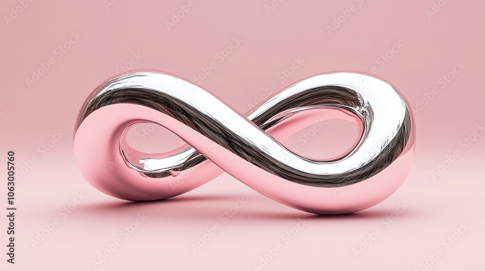 A shiny, chrome infinity symbol. A shiny, chrome infinity symbol.