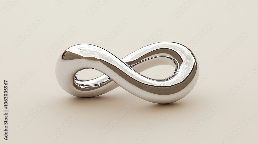 A shiny, chrome infinity symbol. A shiny, chrome infinity symbol.