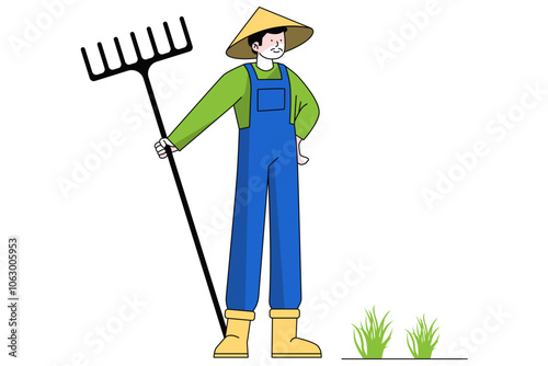 Farmer with Farming Form Illustration