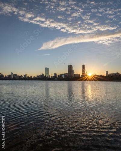 Boston skyline at sunrise