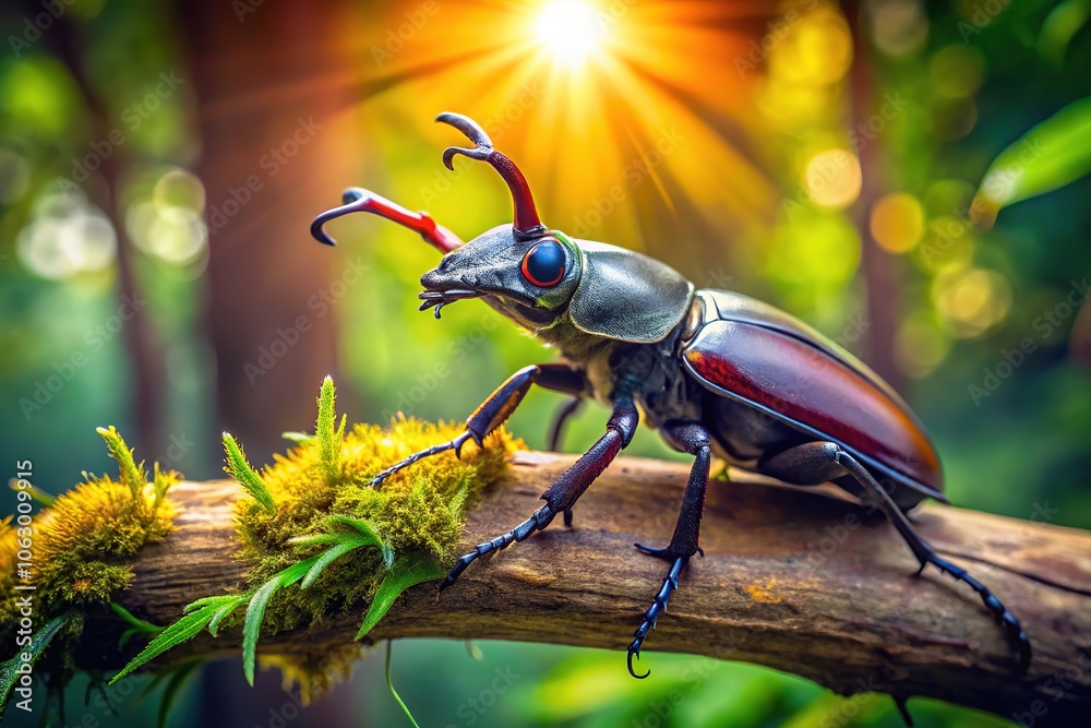 Lucanus Cervus Transformed: Tilt-Shift Photography Unveils a Miniature Stag Beetle.