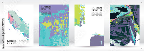 Abstract Vector Paint Stain Background Set. Hand Painted Artwork Page Collection. Good for Business Branding.