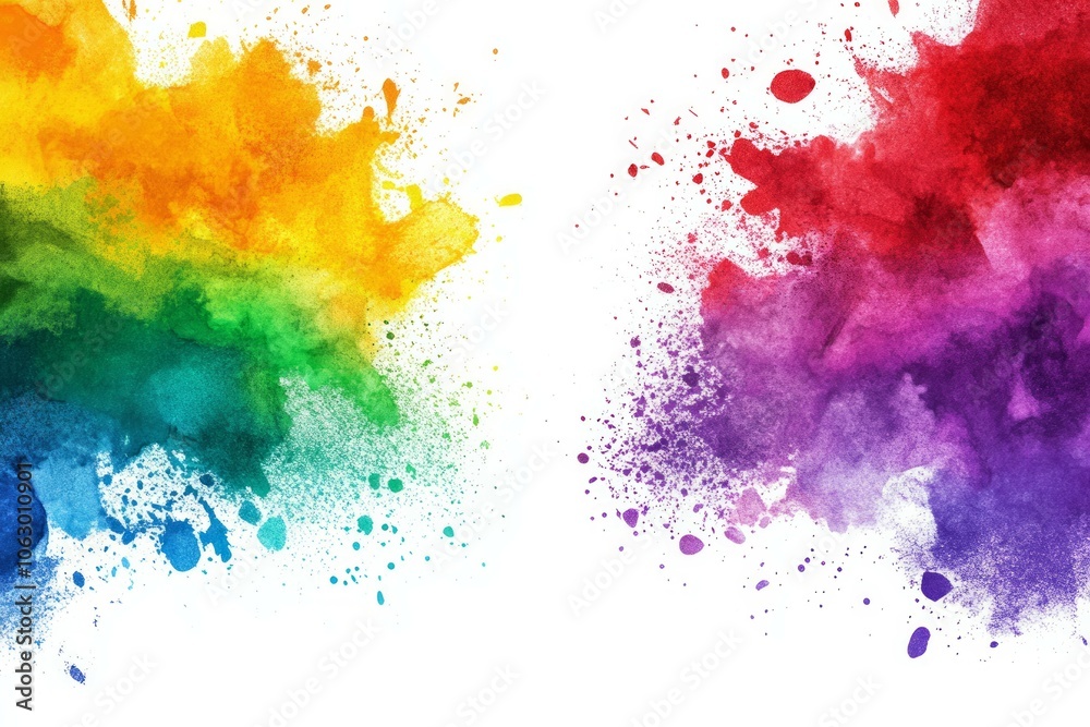 Fototapeta premium Colorful paint splashes on white background