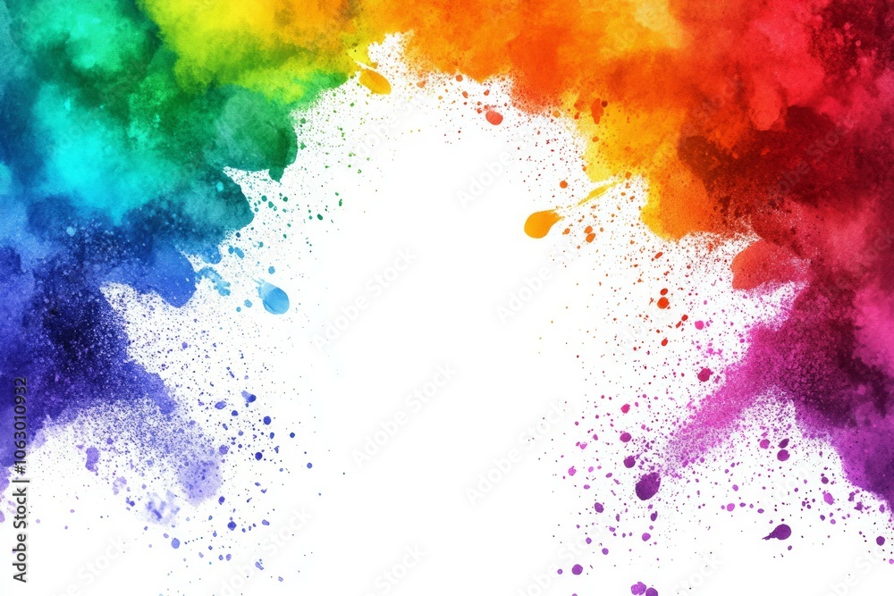 Obraz premium Colorful paint splashes on white background