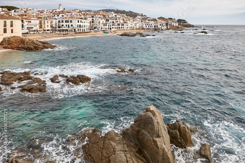 Obraz na płótnie Picturesque village of Calella de Palafrugell. Girona, Catalonia, Spain w salonie