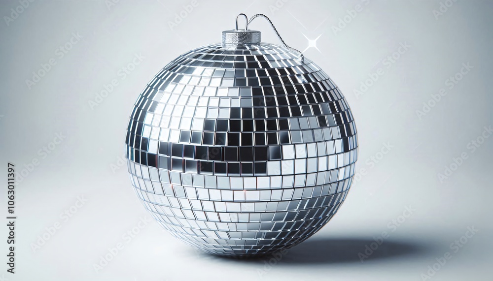 Fototapeta premium Silver Disco Ball Ornament Holiday Decoration