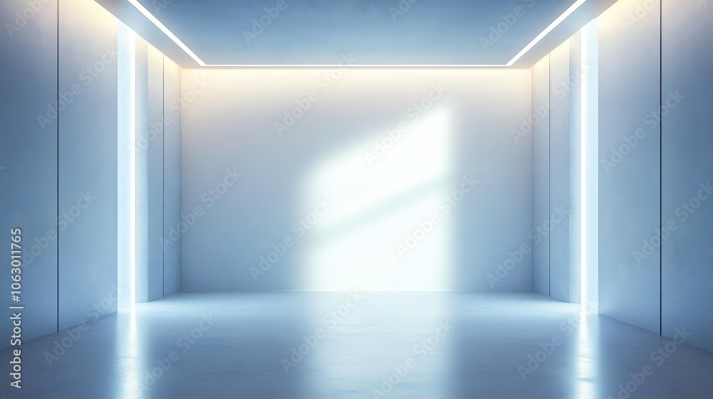 A clean, white room with track lighting on the ceiling. A clean, white room with track lighting on the ceiling.