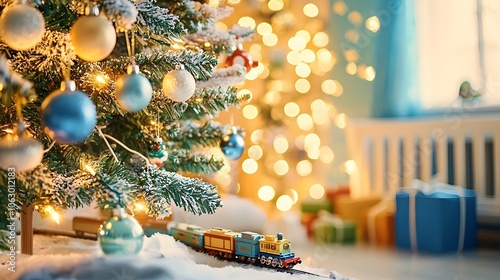 Christmas Train Under Tree