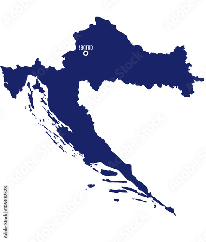 silhouette map of croatia with country capitals