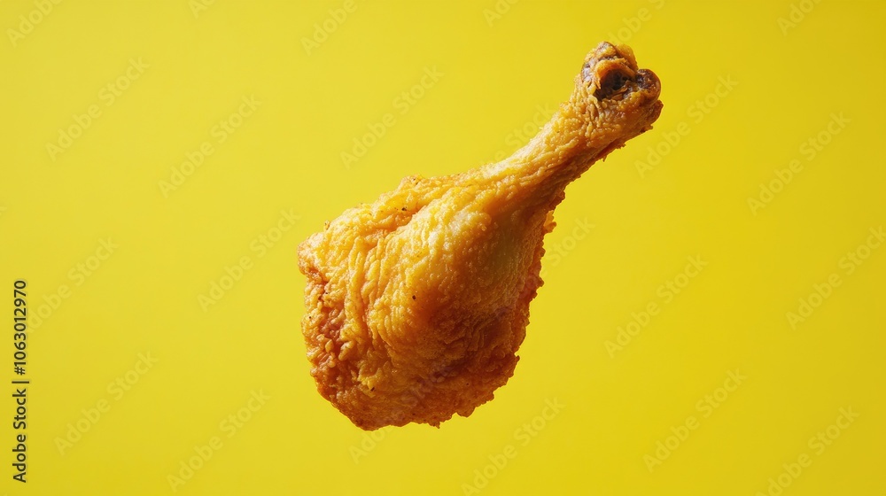 Crispy Fried Chicken on Bright Yellow Background Crispy Fried Chicken on Bright Yellow Background