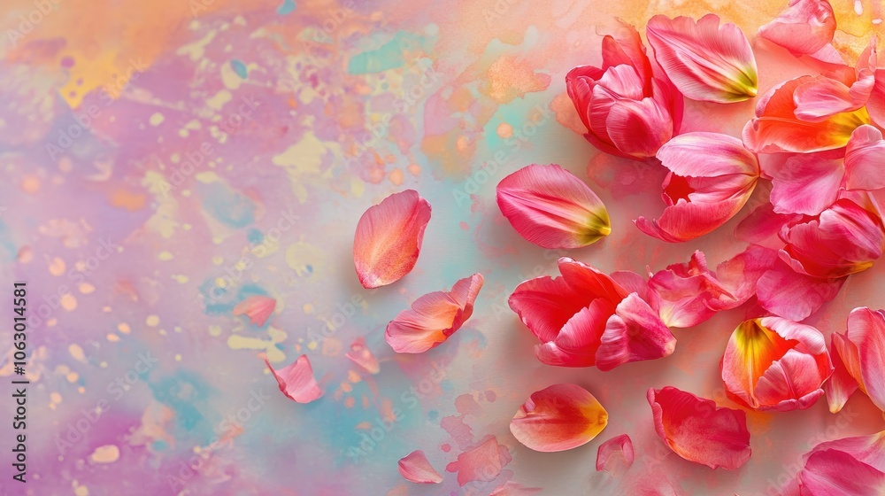 Pink Petals on Colorful Abstract Background Pink Petals on Colorful Abstract Background