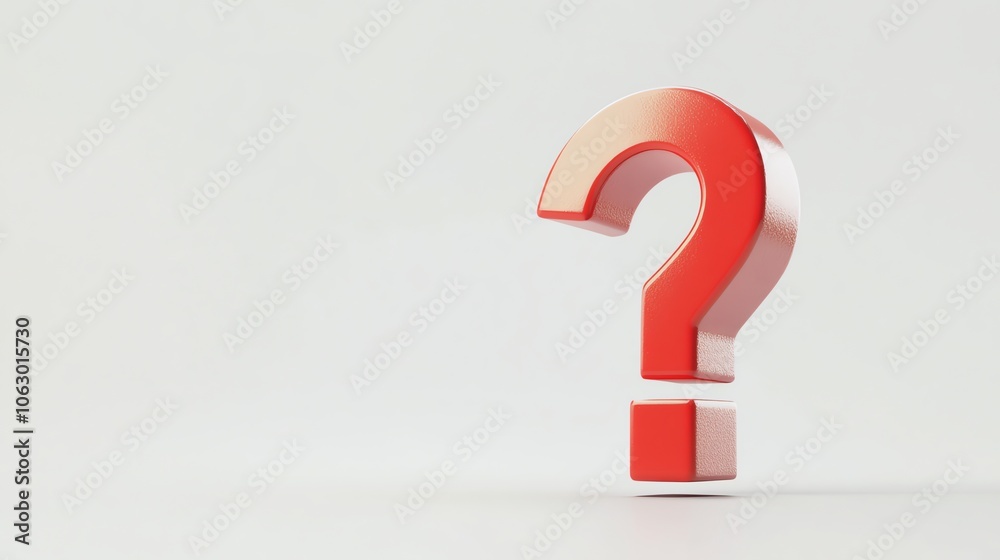 A 3D rendering of a red question mark against a white background. A 3D rendering of a red question mark against a white background.