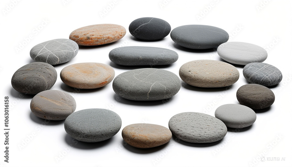 Black pebbles stacked in a zen arrangement on a white background evoke harmony and balance Black pebbles stacked in a zen arrangement on a white background evoke harmony and balance