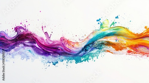 Colorful Abstract Wave with Paint Splashes and Swirls