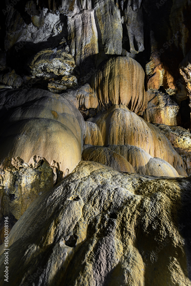 Rock and sediment formations inside a cave in Barakaldo, Bizkaia Rock and sediment formations inside a cave in Barakaldo, Bizkaia