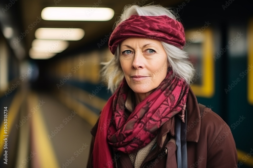 Portrait of a senior woman in a train station (color toned image) Portrait of a senior woman in a train station (color toned image)