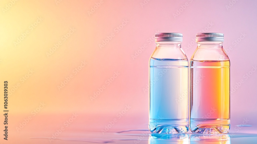 Refreshing Sports Drink Bottles on Vibrant Background Refreshing Sports Drink Bottles on Vibrant Background