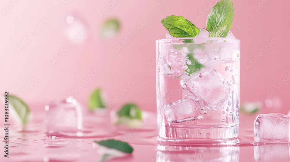 Refreshing Minty Sports Drink with Ice Cubes Refreshing Minty Sports Drink with Ice Cubes
