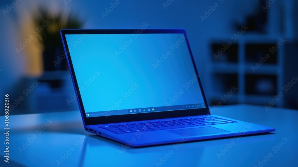The Laptop with Blue Screen The Laptop with Blue Screen