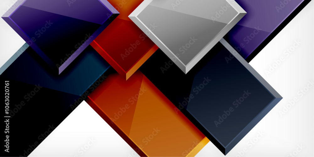 Glass toy style square shapes abstract design. Vector Illustration For Wallpaper, Banner, Background, Card, Book Illustration, landing page Glass toy style square shapes abstract design. Vector Illustration For Wallpaper, Banner, Background, Card, Book Illustration, landing page