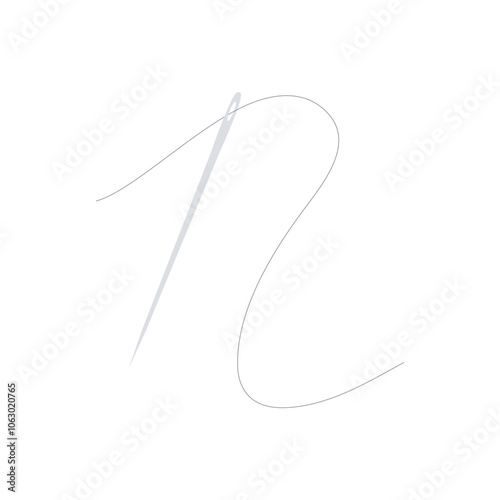 Needle and thread vector illustration on white background. Sewing clothes and fabrics.