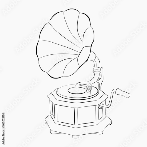 vector image of an antique gramophone