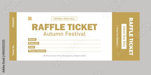 Golden Raffle Ticket Admit one Template Fill form for business