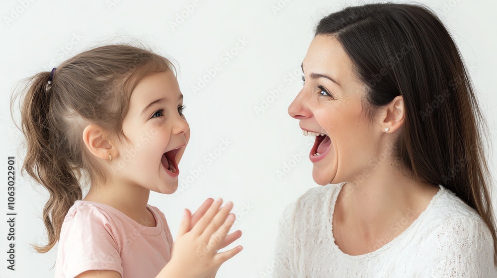 A mother and daughter are laughing together. A mother and daughter are laughing together.