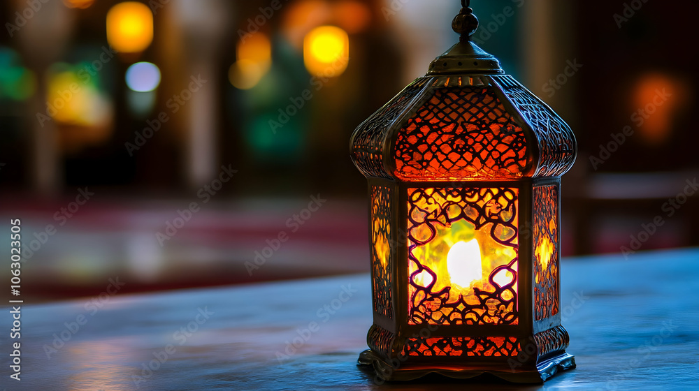 A beautifully illuminated decorative lantern casting warm light in a cozy setting. AI Image A beautifully illuminated decorative lantern casting warm light in a cozy setting. AI Image