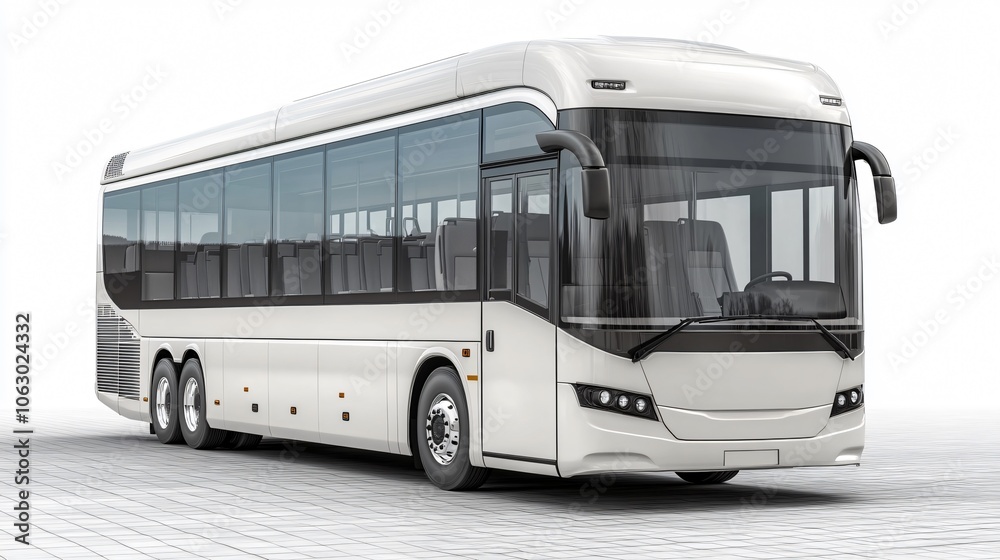 Modern White Passenger Bus Isolated on White Background Modern White Passenger Bus Isolated on White Background