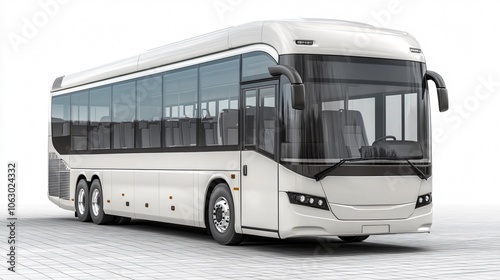 Modern White Passenger Bus Isolated on White Background