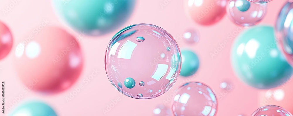 Colorful bubbles floating on a soft pastel background. Colorful bubbles floating on a soft pastel background.