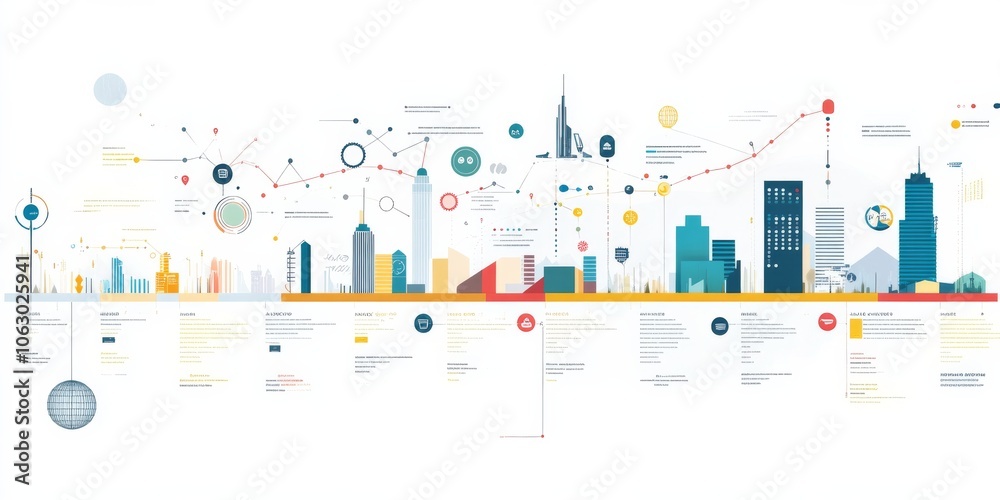 Obraz premium A visual timeline of business milestones, perfect for presenting your company's journey on a modern, abstract background.