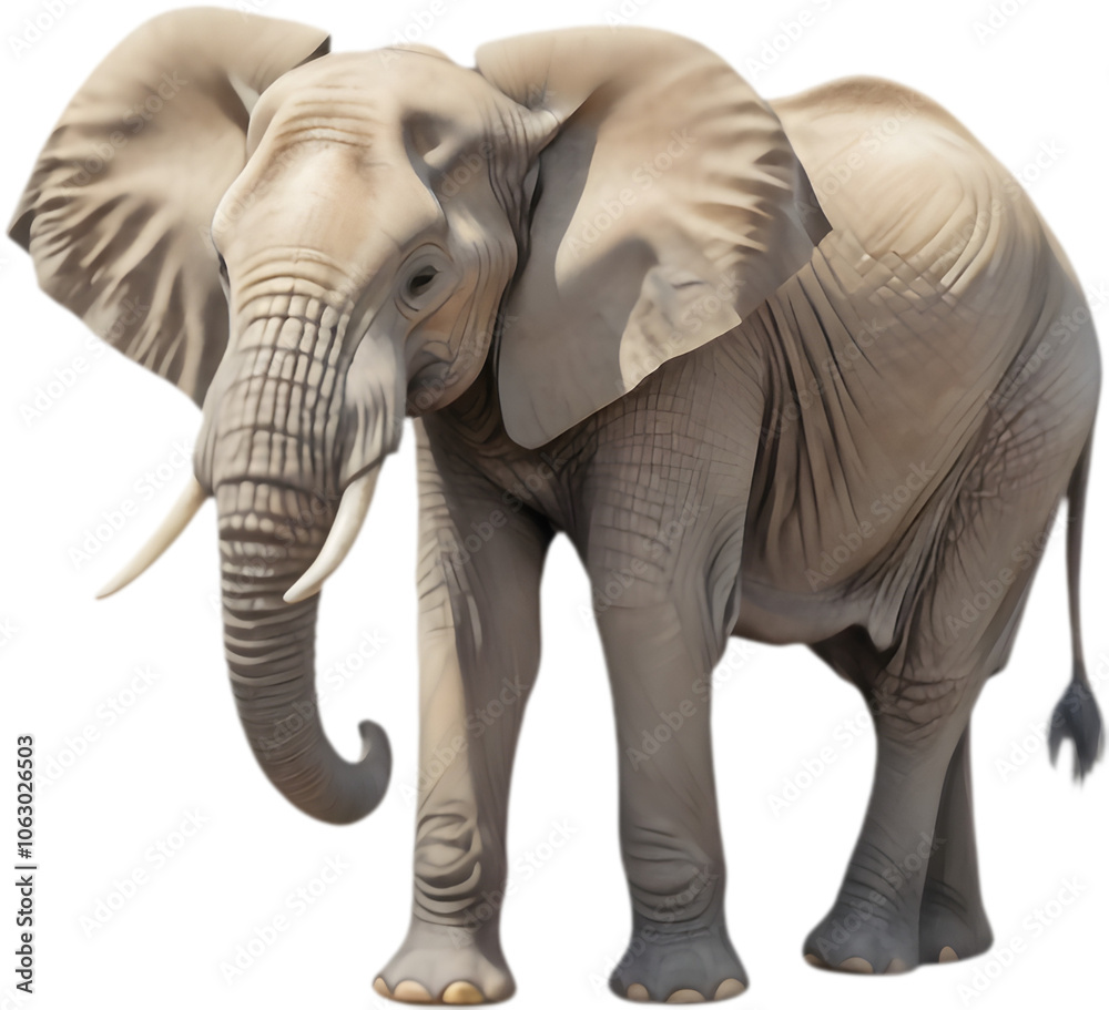 Fototapeta premium Colorful African elephant clipart illustrating wildlife's beauty and the importance of conservation. 