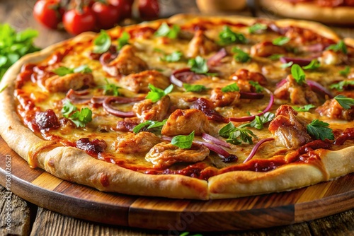 Scrumptious Chicken & Onion Pizza Captured Perfectly.