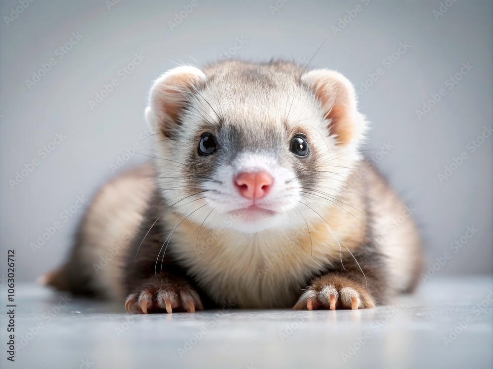 Adorable Ferret Relaxing on a White Background - Cute Animal Photography for Stock Images, Pet Lovers, and Nature Enthusiasts Adorable Ferret Relaxing on a White Background - Cute Animal Photography for Stock Images, Pet Lovers, and Nature Enthusiasts