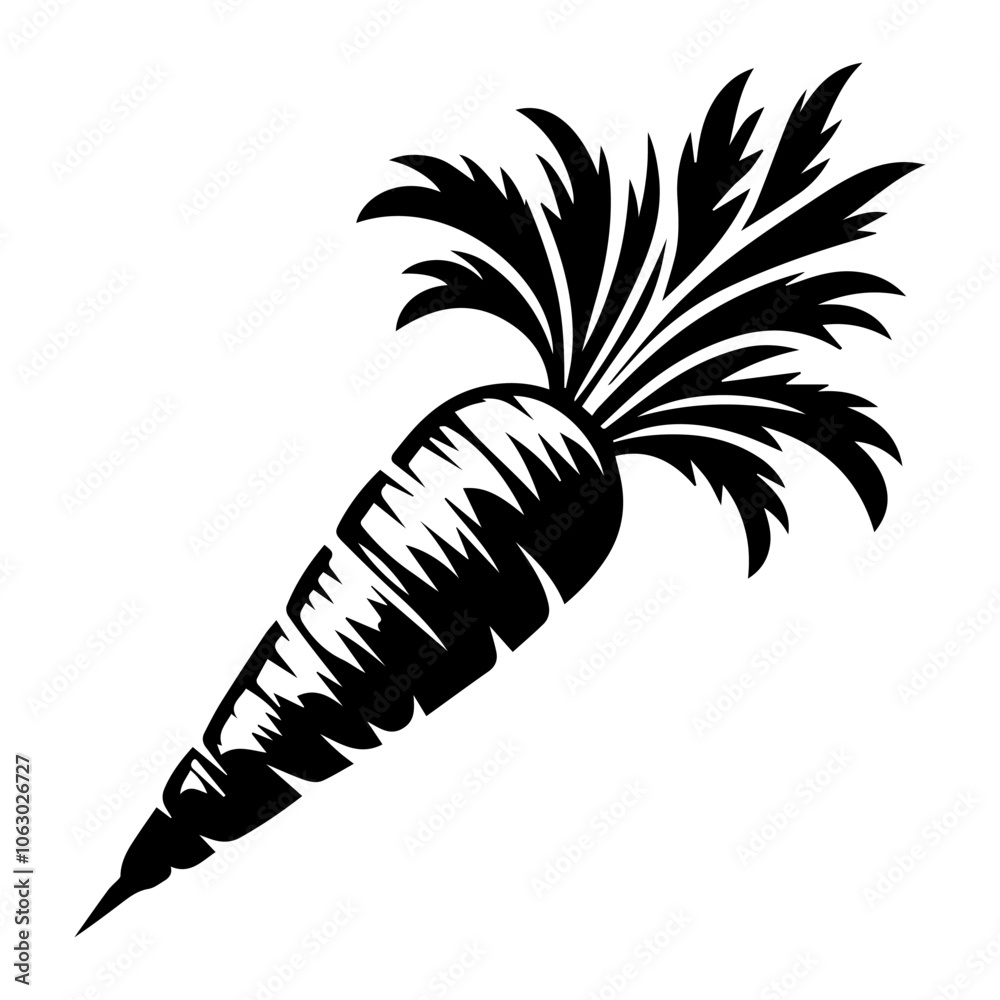 Fototapeta premium Carrot silhouette vector design black and white