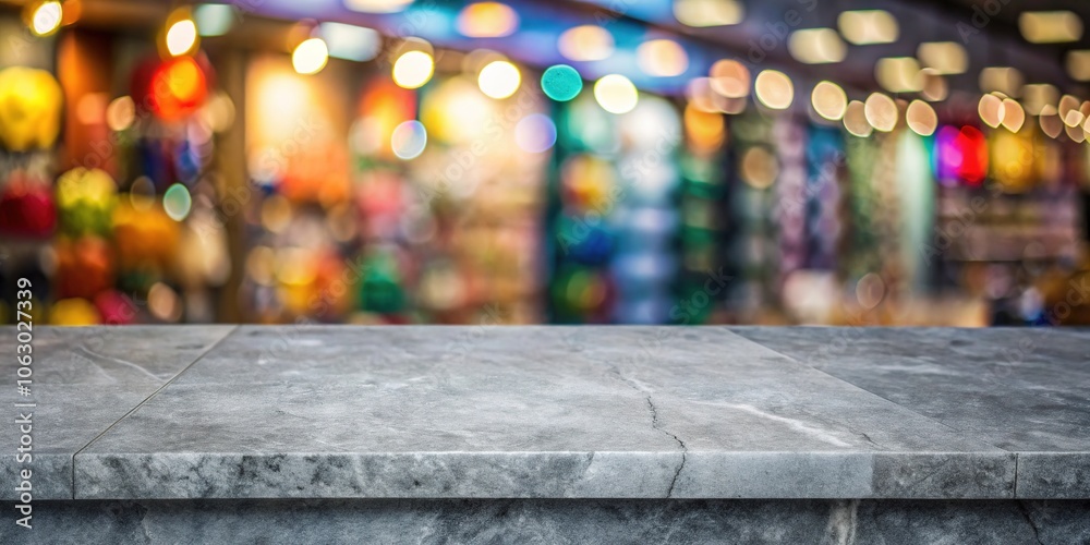 Fototapeta premium Showcase your products beautifully with our Grey Stone Perspective tabletop background, designed to enhance mockups and marketing material while creating striking visual interest.