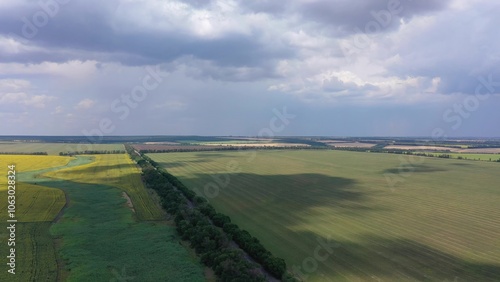 Wallpaper Mural Aerial view of farm fields on the background of the cloudy sky. Torontodigital.ca