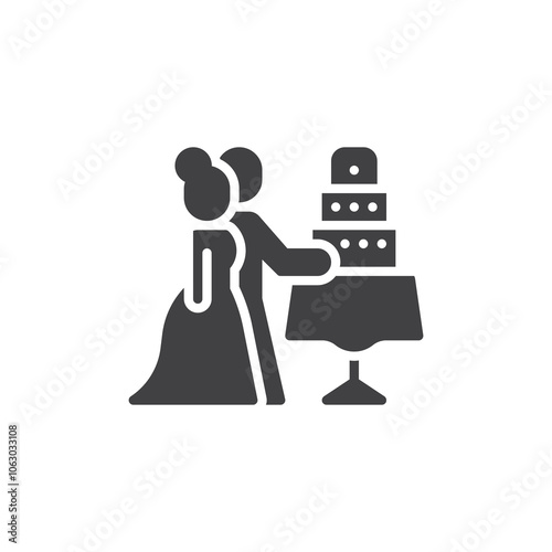 Couple cuts the cake vector icon