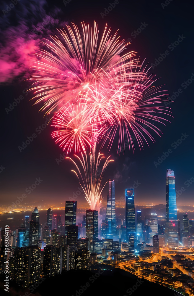 Spectacular Fireworks Display Over City Skyline At Night
Spectacular Fireworks Display Over City Skyline At Night