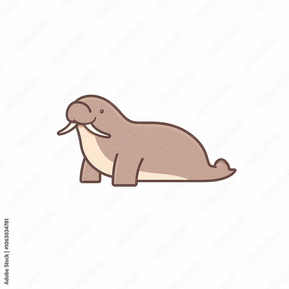 Flat Modern Walrus Logo Design - Vector Icon Illustration Flat Modern Walrus Logo Design - Vector Icon Illustration