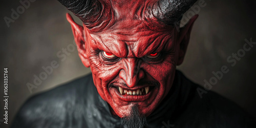 Demonic Portrait of Satan With Intense Red Eyes and Fierce Expression