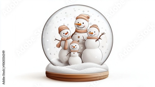 Cute Snowman Family In Snow Globe Christmas Ornament Winter Holiday Decoration