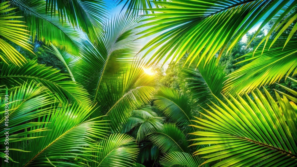 Lush Tropical Greenery: Vibrant Palm Leaves for Fresh Nature Backgrounds and Designs Lush Tropical Greenery: Vibrant Palm Leaves for Fresh Nature Backgrounds and Designs
