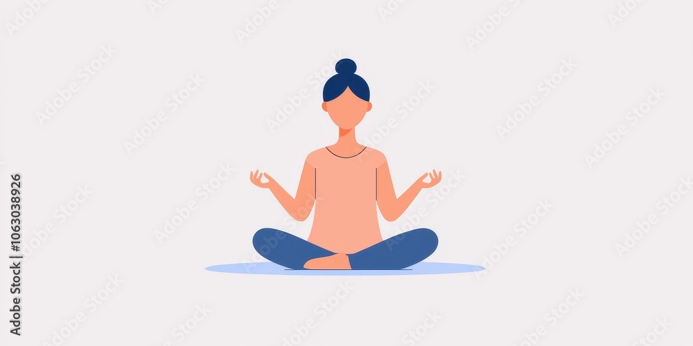 Meditating woman in lotus position on a calming background. Meditating woman in lotus position on a calming background.