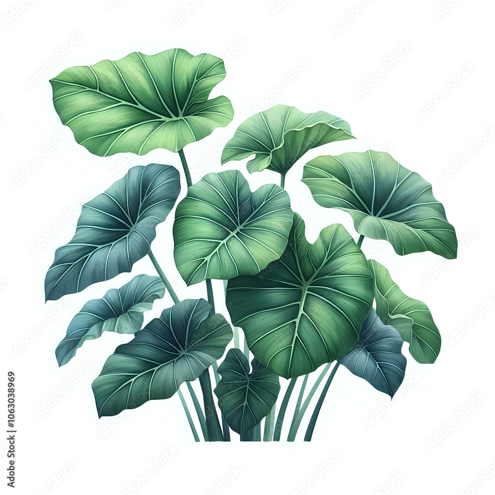 Obraz premium Lush Green Foliage of Tropical Elephant Ear Plants