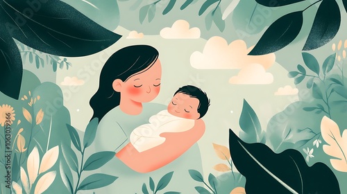 Heartwarming Illustration of Infant Protection and Care photo